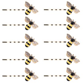 Vpang 10 Pcs Metal Cute Honeybee Hairpins Rhinestone Bee Hair Clips Hair Side Clip Barrette Bobby Pin Hair Accessories for Women Girls (Yellow)