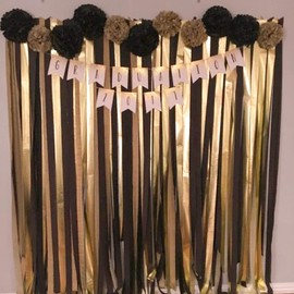 PartyWoo Crepe Paper Streamers 6 Rolls 492ft, Pack of Gold, Silver and Black Party Streamers for Party, Birthday and Wedding Decorations (1.8 Inch x 82 Ft/Roll)