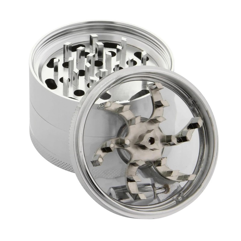 Glamified 2.5" 4 Pieces Hand Cranked Clear Top Herb Grinder