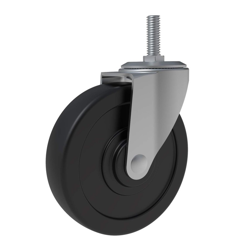 AAGUT 4 Inch Rubber Swivel Stem Caster, 1/2"-13x1.5" Threaded Stem,