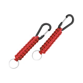CGEAMDY Pack of 2 Paracord Key Chains, Paracord Keyring Carabiner, Lanyard with Carabiner Braided Lanyard, for Car Camping (Bright Red)