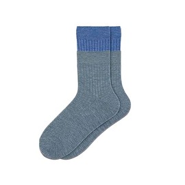 HUE Women's Demi Crew Boot, 2 in 1 Layered Sock Pack, Grey/Heather Navy, One Size