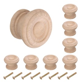 sourcing map 8pcs Round Wooden Knobs, 37mm/1.5" Mushroom Shape Kitchen Cabinet Knobs Single Hole Drawer Pull Hardware Handles Decorative Furniture for Drawer Dresser Wardrobe, Wooden