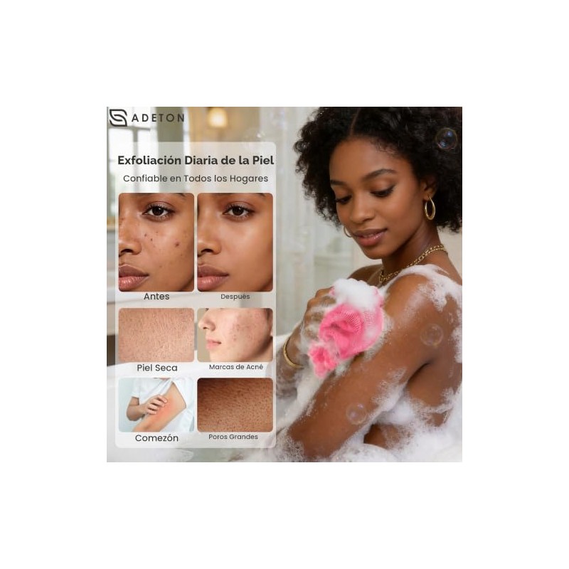 ADETON Esponja de Red Exfoliante Africana, Auténtica, de Propiedad Negra,