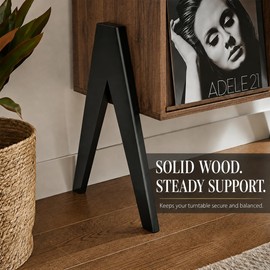 Record Player Stand with Vinyl Storage Cabinet, 32'' Mid Century Modern Turntable Console Table for Albums Display, Heavy-Duty Media Audio Bookshelf for Speakers & Stereo, Black Walnut Wood