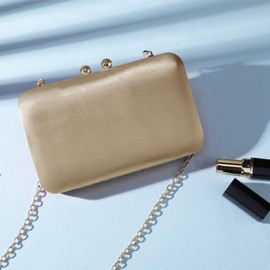 BAIGIO Elegant Satin Clutch Bag for Women Wedding Bridal Clutch Purse Rhinestone Formal Evening Bag Ladies Prom Party Handbag Champagne