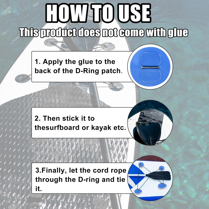 X AUTOHAUX 6pcs 6cm Blue D Ring Patch PVC Stainless