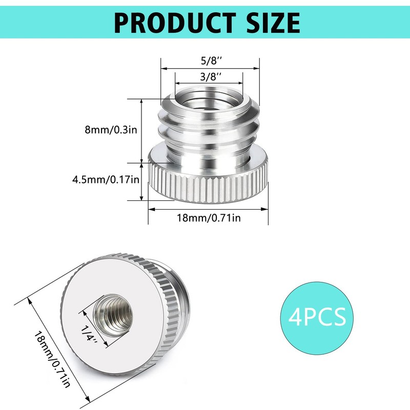 Nutmanel 1/4 to 5/8 inch, 3/8 to 5/8 inch camera