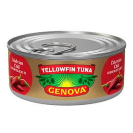 Genova Premium Yellowfin Tuna in Calabrian Chili Infused Olive Oil, Wild Caught, Solid Light, 5 oz. Can (Pack of 4)