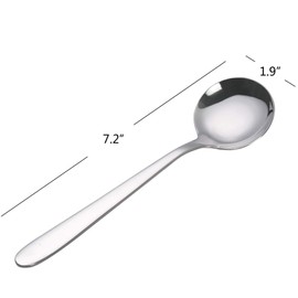 Zerdyne Stainless Steel Round Soup Spoon, Large Bouillon Spoon, 12-Piece