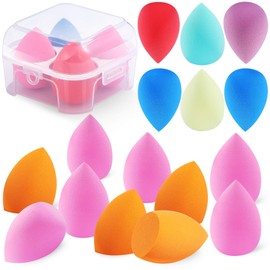 Aussumy 16 Pack Makeup Sponges for Blending - Beauty Sponge Set for Liquid Foundation, Cream, and Powder - 8 Colors, Latex-Free, Soft and Durable