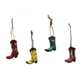 Cowboy Boot Hanging Ornaments 2.4" - 4 P.C. Multi-Color