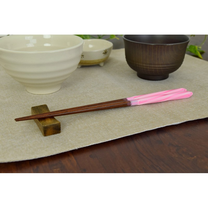 Aoba Chopsticks Natural Wood, Candy Ball Thread, Pink, 9.1 inches