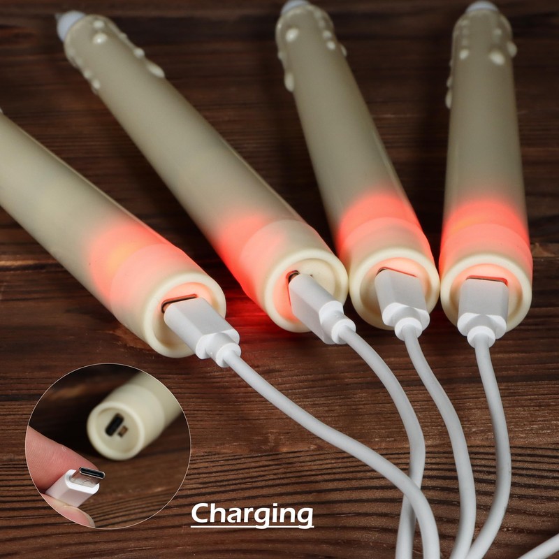 FREEPOWER 6PCS Rechargeable LED Flameless Taper Candles with Remote Timer,Battery