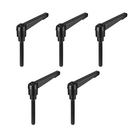 sourcing map 5pcs Adjustable Clamping Lever Handle M6 x 32mm Metric Black Oxide Carbon Steel Male Threaded Stud Hand Knobs Ratchet Rotating Screw Handles Bolts with Locking Lever Black