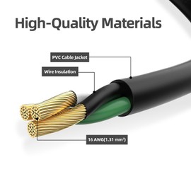 TiFFCOFiO Indoor Outdoor Extension Cord Waterproof, 25 Feet 3 Prong Power Cord for Home and Garden, 16 AWG, 13A/1625W, ETL Listed
