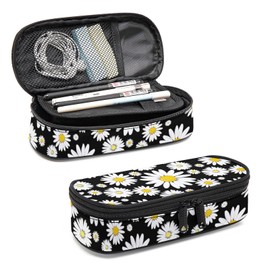 GOWRACOG Little Daisy Pencil Case Pen Bag with Daisy for Girl,Daisy Pen CasePencil Bag for Boy,Capacity Daisy Pencil Pouch with Zipper for Kids,Organizer For School Home Desk Office