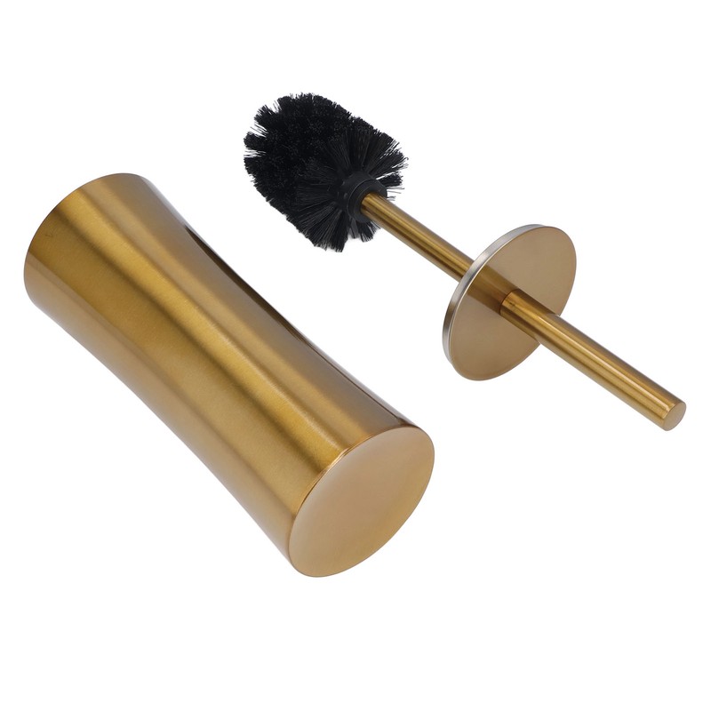 Toilet Brush Set Stainless Steel Gloden Space Saving Soft Durable