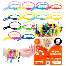 UpBrands Zipper Bracelet Fidget 96 Pack Bi-Color 6.5 Inches Bracelets for Kids - Perfect Zipper Fidget Toy - Ideal for Boys and Girls, Party Favors, and More