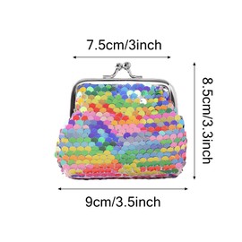 Volumoon 2PCS Sequin Coin Purses, Mini Coin Purse for Little Girl, Colorful Coin Purse, Kiss Lock Purse Wallet, Small Coin Purses, Double Clasp Closure Mini Purse for Women Girls Cash Coins Keys