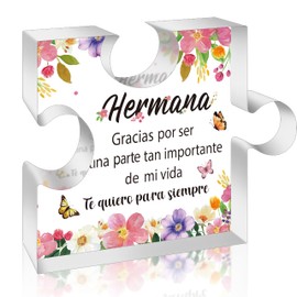 Yopyame Spanish Sister Birthday Gifts - Regalos para tía Hermana Engraved Acrylic Puzzle Keepsake Paperweight Gift for Sister Christmas Thanksgiving Mother's Day Gift Sister Gift from Sisters Brothers