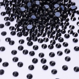 Meibite Hotfix - Diamantes de imitación a granel, 300 diamantes de imitación negros para ropa, decoración de manualidades, negro, SS34, 7.0-7.3 mm