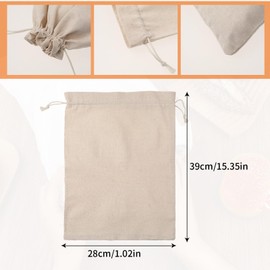 Linen Large Drawstring Storage Bags, 2Pcs Reusable 12 x 16 in Cotton Bread Bags Keeps Bread Fresh for Dinner Party & Bakery