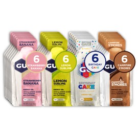 GU GU Energy Original Sports Nutrition Energy Gel, 24-Count, Assorted Indulgent Flavors & Original Sports Nutrition Energy Gels, 24-Count, Assorted Caffeine-Free Flavors Variety Pack