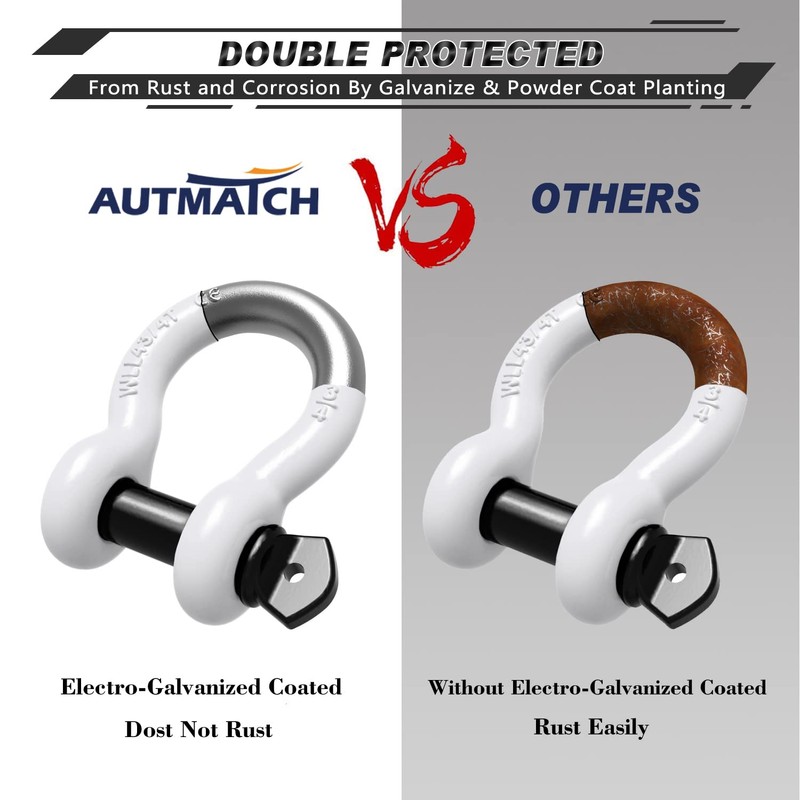 AUTMATCH D Ring Shackle 3/4" Shackles (2 Pack) 41,887Ibs Break