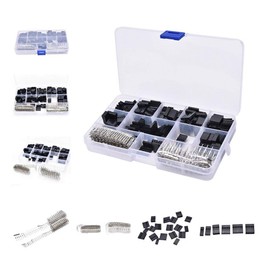 CHENBO 620pcs 2.54mm/0.1" Connectors Wire Jumper Cable Pin Header Connector Housing Assortment Kit Male Female Crimp Pin Connector Terminal Pitch With Plastic Box