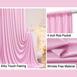 10 ft x 40 ft Wrinkle Free Baby Pink Backdrop Curtain Panels, Polyester Photography Backdrop Drapes, Wedding Party Home Decoration Supplies