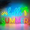 FuugZze Hello Summer Neon Signs for Wall Decor Hello Summer