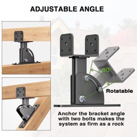 Roof Riser Brackets, Stainless Steel 4x4 (Actual Size:3.5"×3.5") Adjustable Angles Saddle Roof Riser Brackets for Patio Cover for Patio Cover Roof Gazebo, 3Pack