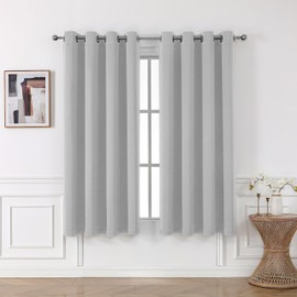 BEAUTEX Blackout Curtain with Eyelets, Blackout Eyelet Curtain, Opaque, Darkening, Choice of Sizes and Colours (Width: 140 cm, Height: 175 cm, Light Grey)