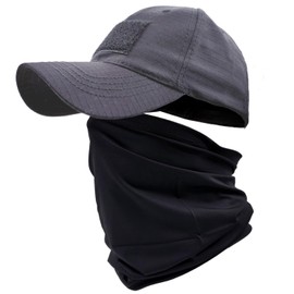 ehsbuy Camo Hats for Men with Cooling Neck Gaiter Baseball Caps Face Scarf Mask Army Tactical Military Hat Neck Tube Snoods for Running Hunting Camping Cycling Fishing Outdoor Sports, Solid grey