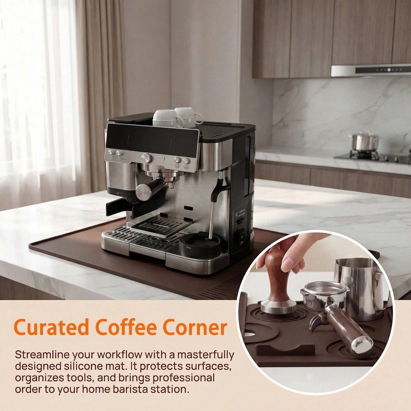 Silicone Coffee Mat with Tamping Station Compatible with Ninja Luxe