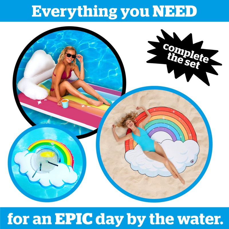 BigMouth Inc. Giant Rainbow Lounge Pool Float, Thick Vinyl Raft,