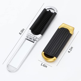 2Pcs Travel Hair Brush With Mini Mirror, Travel Folding Pocket Hair Brush for Women Girls, Mini Massage Comb for Gym, Trip, Purse, Swimming (Removable Mirror)