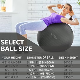 Elevon Yoga Exercise Ball, Anti-Burst and Slip Resistant Workout Ball - Yoga, Fitness, Core & Physical Therapy, Birthing Ball with Quick Pump, 2,000-Pound Capacity, Gray, 18-inch, S