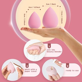 AiQInu Pack of 12 Make Up Sponge, Foundation Beauty Blender, Makeup Sponge Set, Beauty Sponge for Liquid Foundation Powder, Foundation Puff Cosmetic Tool