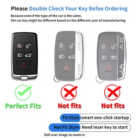 for Land Rover/Jaguar Key Fob Cover,Compatible with Evoque Velar Sport Discovery Freelander2 LR4 Land Rover Sport and Jaguar XF XJ XE F-PACE F-Type