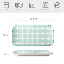 Selamica Ceramic Serving Platters, 14 Inch Serving Trays for Party Entertaining, Large Rectangular Serving Plates for Appetizer, Charcuterie, Dessert, Fruit, Set of 4, Assorted Colors