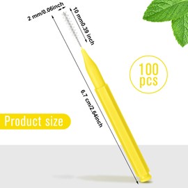 Patelai 100 Pieces Braces Brush for Cleaner Interdental Brush Toothpick Dental Tooth Flossing Head Oral Dental Hygiene Flosser Toothpick Cleaners Tooth Tool(Yellow,Portable Size)