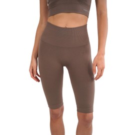 STARK SOUL Short Leggings Racer Cycling Shorts Seamless High Waist Various Colours Sizes S, M, L and XL, Deep taupe