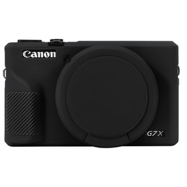 BOVKE Case for Canon Powershot G7 X Mark III Digital Camera, Soft Silicone Protective Cover with Removable Lens Covers for Canon Powershot G7X Mark III DSLR Camera, Black