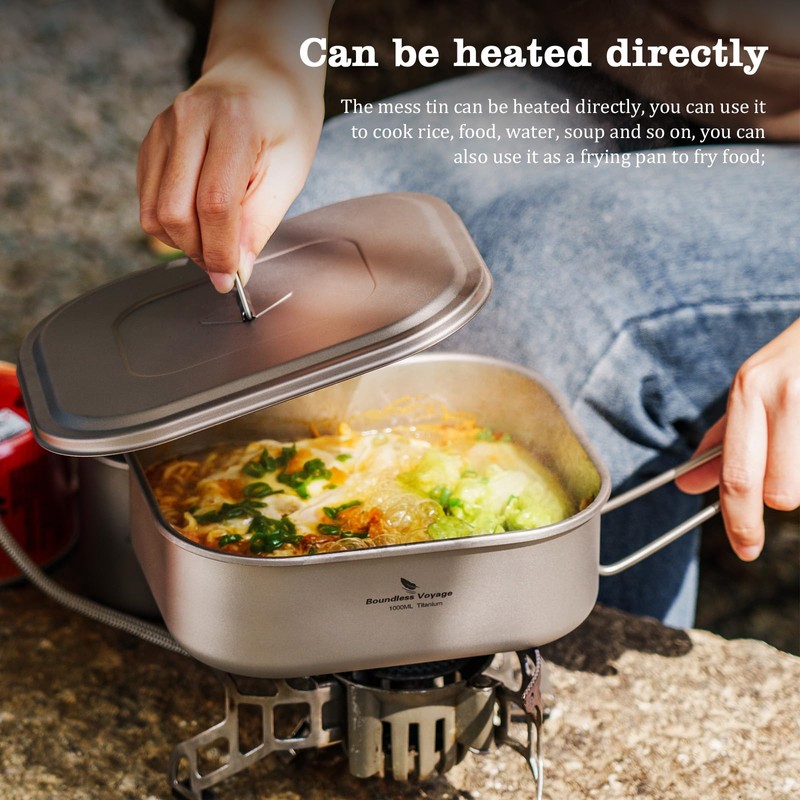 Boundless Voyage Outdoor Camping Titanium Military Mess Tin with Lid