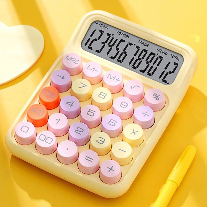 Silent Calculator Color Mechanical Key Calculator Battery Powered Electronic Calculating