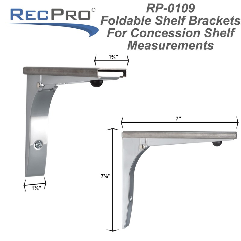 RecPro Folding Shelf Brackets Commercial Grade for Concession Stands &