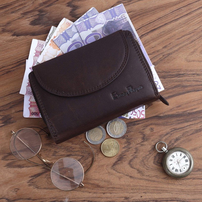 Chunkyrayan Genuine Leather Women's Purse, High-Quality, Vintage, RFID Protection, Includes