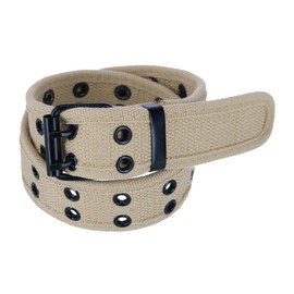 CTM® Kids 2 Hole Roller Buckle Canvas Belt, Large, Cream